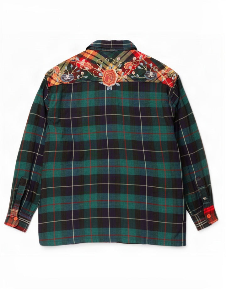 Giorgio Kauten Womens Shirt UK 14 Medium Green Check Viscose