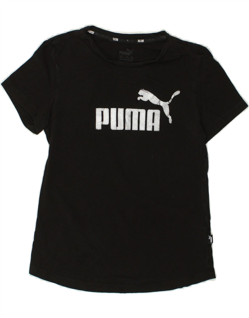 PUMA Girls Graphic T-Shirt Top 11-12 Years  Black Cotton | Vintage Puma | Thrift | Second-Hand Puma | Used Clothing | Messina Hembry 