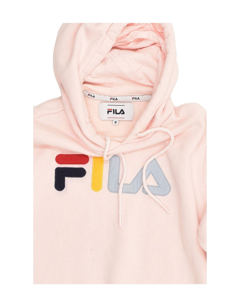 FILA Womens Graphic Hoodie Jumper UK 12 Medium Pink Cotton | Vintage Fila | Thrift | Second-Hand Fila | Used Clothing | Messina Hembry 