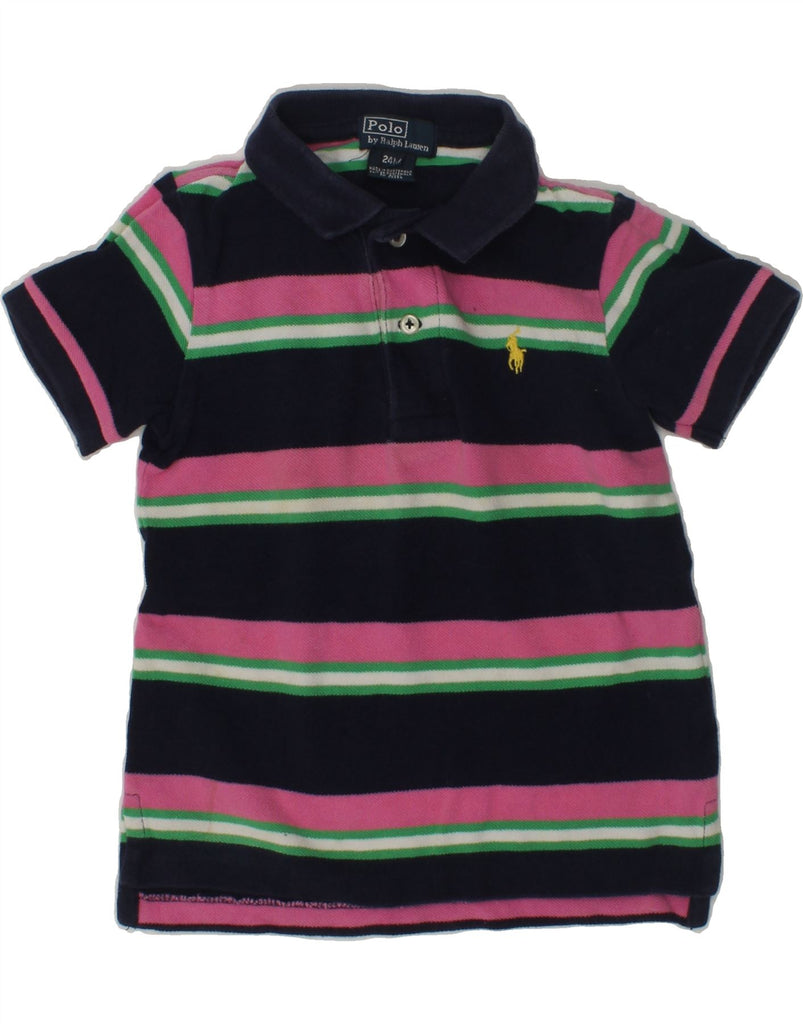 POLO RALPH LAUREN Baby Boys Polo Shirt 18-24 Months Navy Blue Striped | Vintage Polo Ralph Lauren | Thrift | Second-Hand Polo Ralph Lauren | Used Clothing | Messina Hembry 