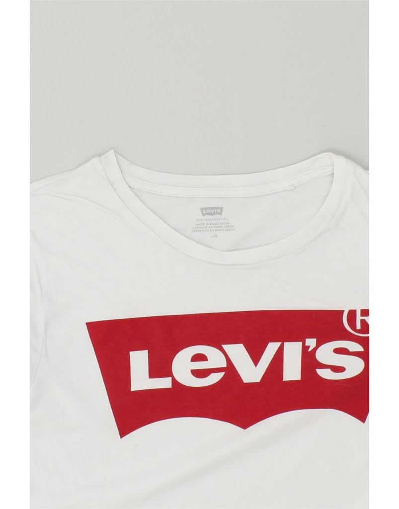 LEVI'S Womens Graphic T-Shirt Top UK 16 Large White Cotton | Vintage Levi's | Thrift | Second-Hand Levi's | Used Clothing | Messina Hembry 