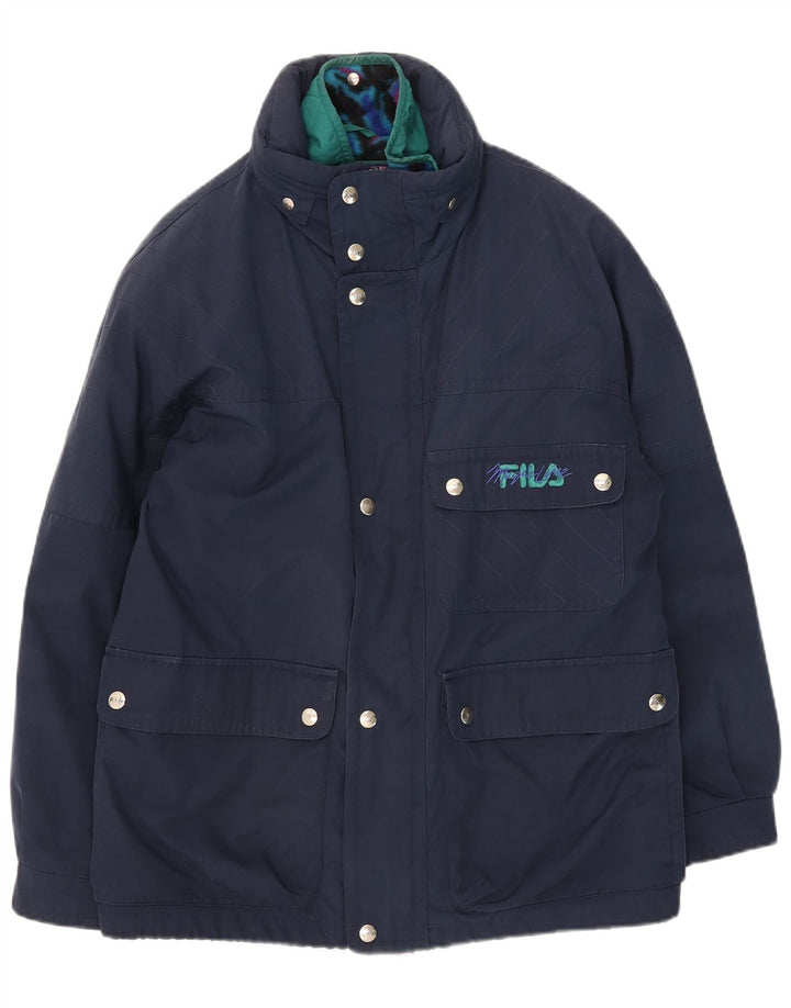 Fila Mens Hooded Utility Jacket UK 40 Large Navy Blue Polyester