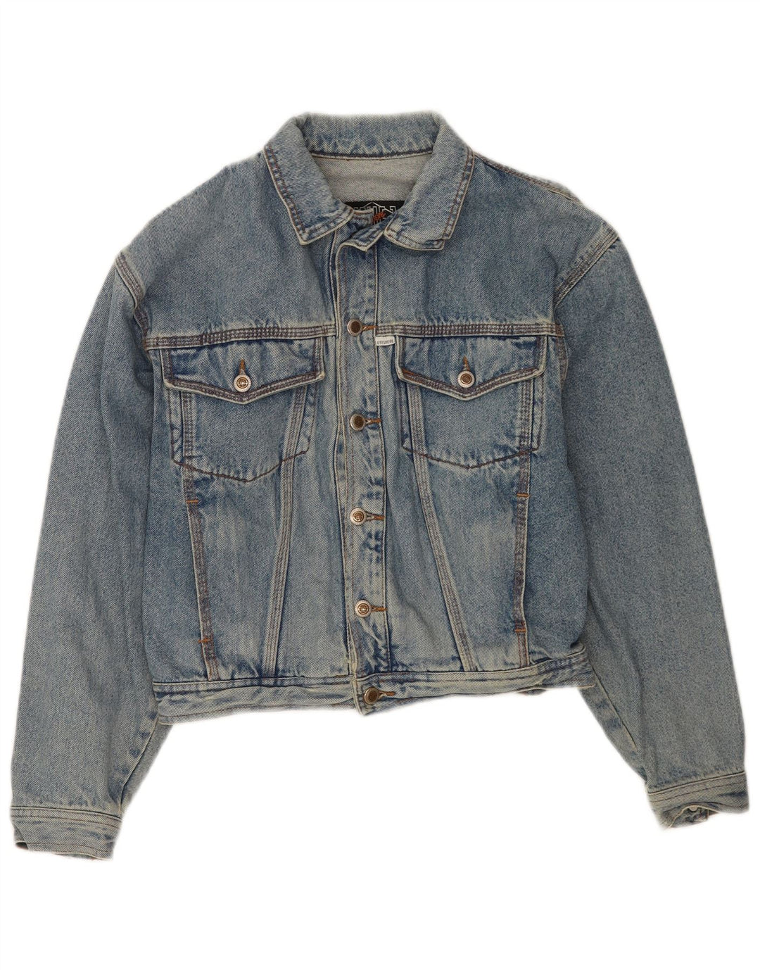 OFFSHORE Womens Crop Denim Jacket UK 14 Medium Blue