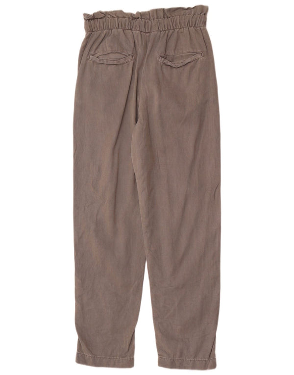 Zara Womens High Waist Tapered Casual Trousers XS W24 L27 Grey Lyocell