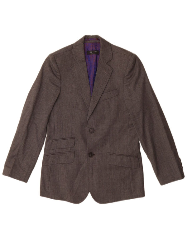 Ted Baker Boys 2 Button Blazer Jacket 9-10 Years Grey Virgin Wool