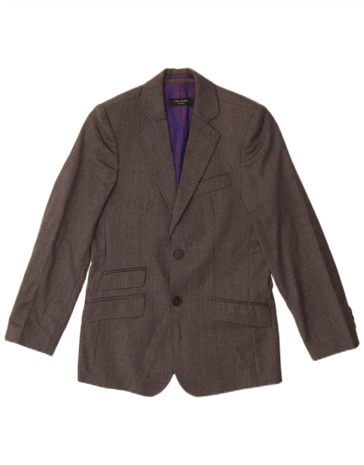 Ted Baker Boys 2 Button Blazer Jacket 9-10 Years Grey Virgin Wool