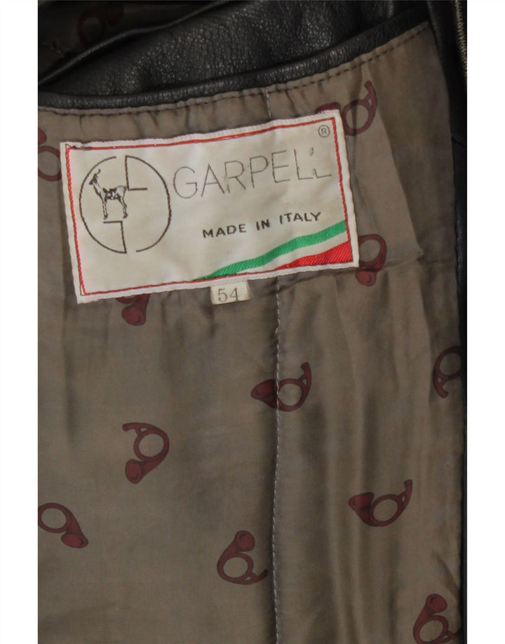 Vintage Mens Leather Jacket IT 54 2XL Black Leather