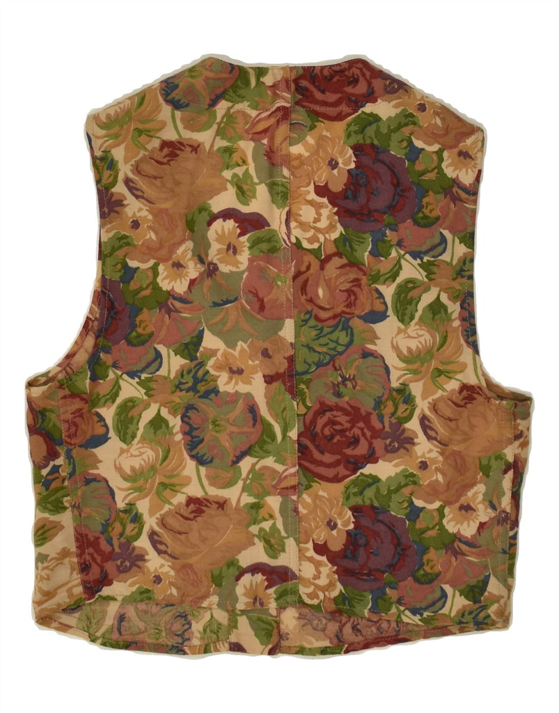 VINTAGE Womens Crop Waistcoat EU 38 Medium Brown Floral | Vintage Vintage | Thrift | Second-Hand Vintage | Used Clothing | Messina Hembry 
