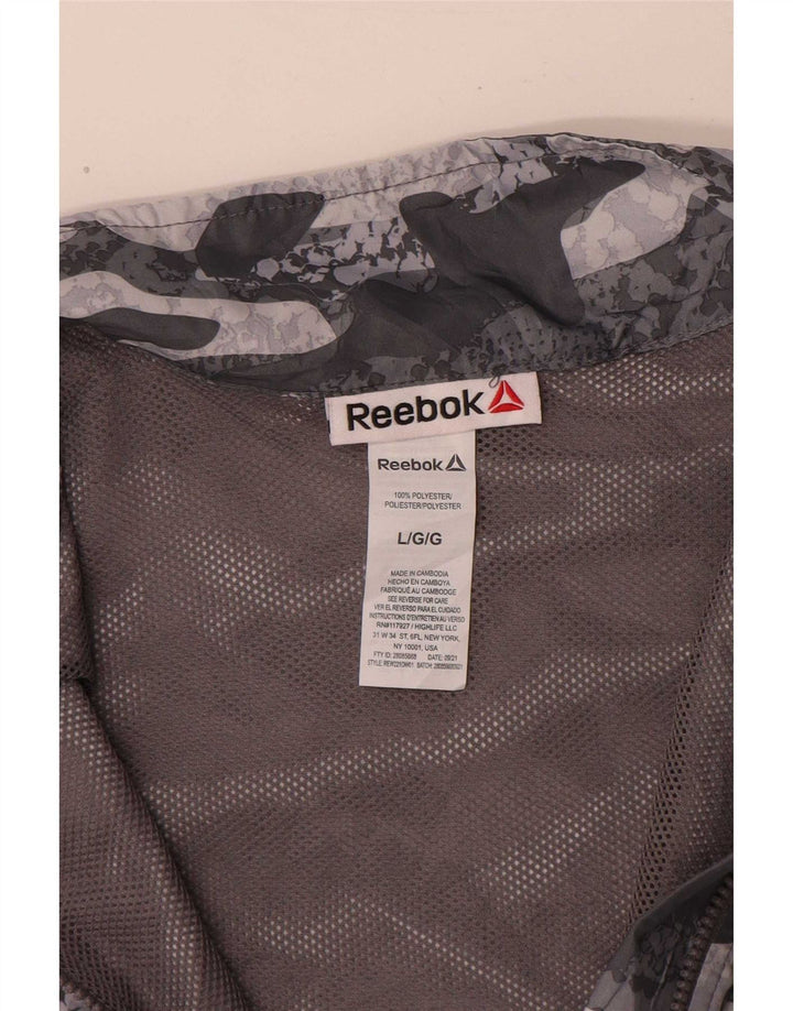 Reebok Womens Oversized Pullover Tracksuit Top UK 16 Large Grey Camouflage