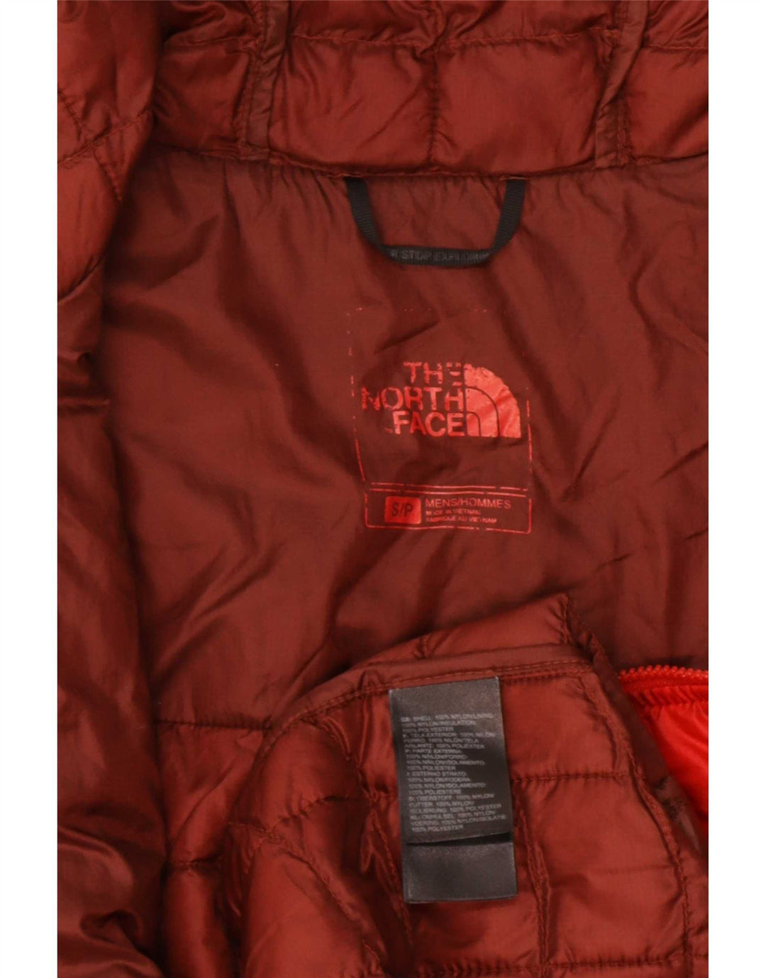 The North Face Mens Hooded Padded Jacket UK 36 Small Red Nylon