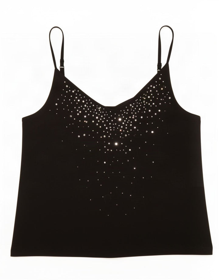 Marks & Spencer Womens Crop Cami Top UK 14 Medium Black Viscose