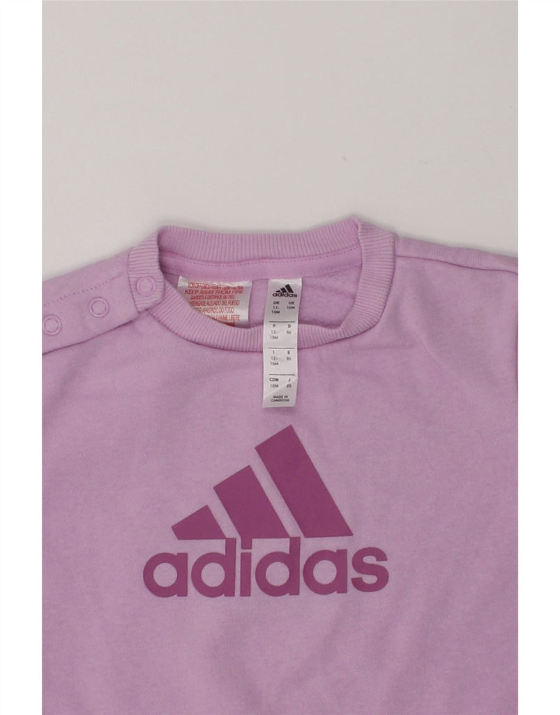 ADIDAS Baby Girls Graphic Sweatshirt Jumper 18-24 Months Pink Cotton | Vintage Adidas | Thrift | Second-Hand Adidas | Used Clothing | Messina Hembry 
