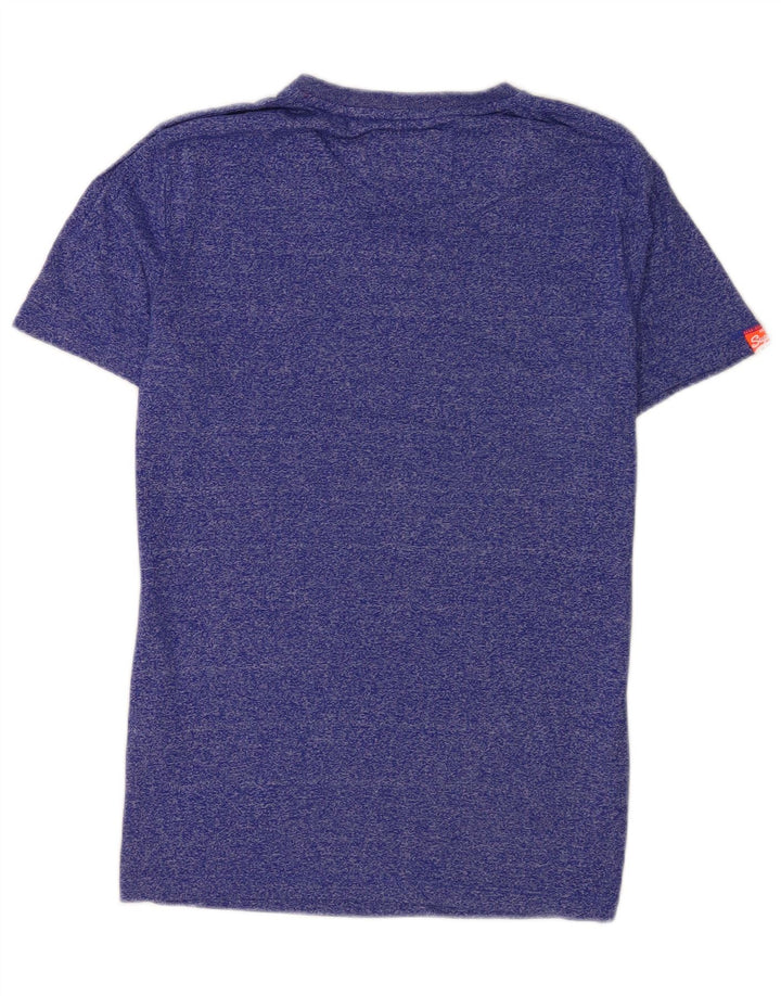 Superdry Mens T-Shirt Top Small Blue Flecked Cotton