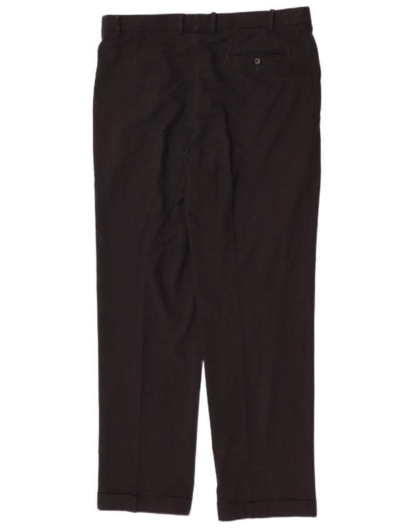 Marks & Spencer Mens Regular Suit Trousers W38 L33 Black Polyester