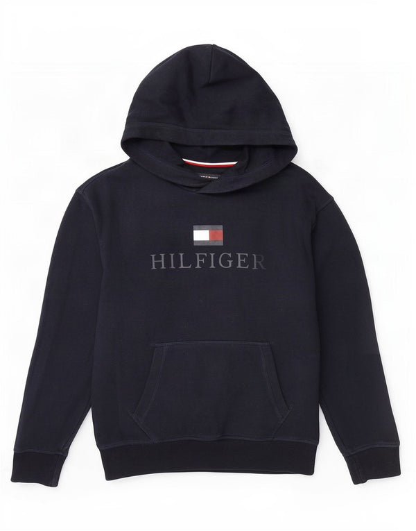 Tommy Hilfiger Boys Graphic Hoodie Jumper 11-12 Years Navy Blue Cotton