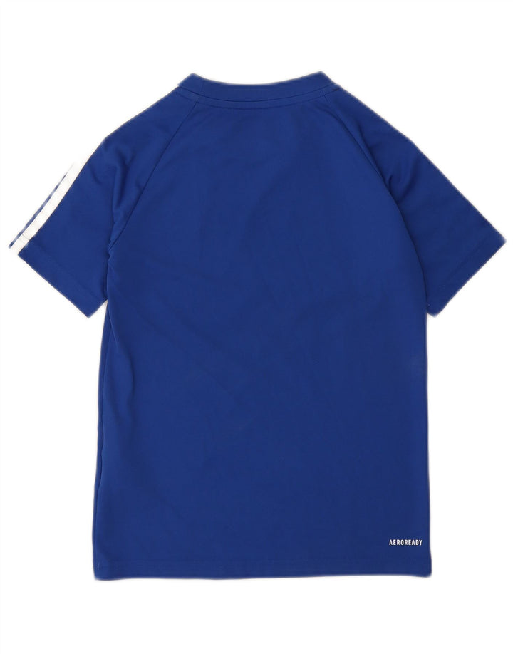 ADIDAS Boys Aeroready T-Shirt Top 9-10 Years Blue Polyester
