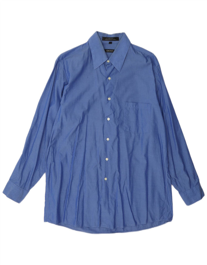 Dkny Mens Shirt Size 16 Large Blue Cotton