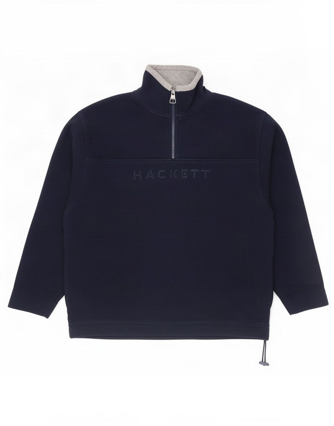Hackett Mens Graphic Zip Neck Fleece Jumper 2XL Navy Blue Polyester