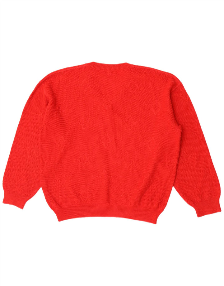 Mazzonetto Mens V-Neck Jumper Sweater Small Red Argyle/Diamond