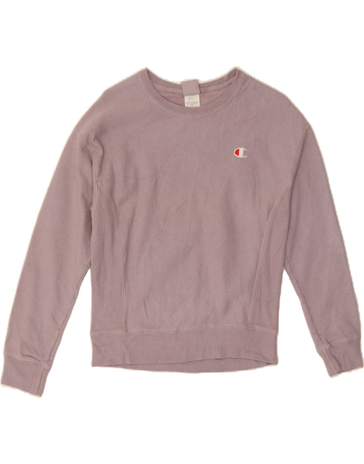 CHAMPION Womens Oversized Sweatshirt Jumper UK 6 XS Purple Cotton Vintage Champion and Second-Hand Champion from Messina Hembry 