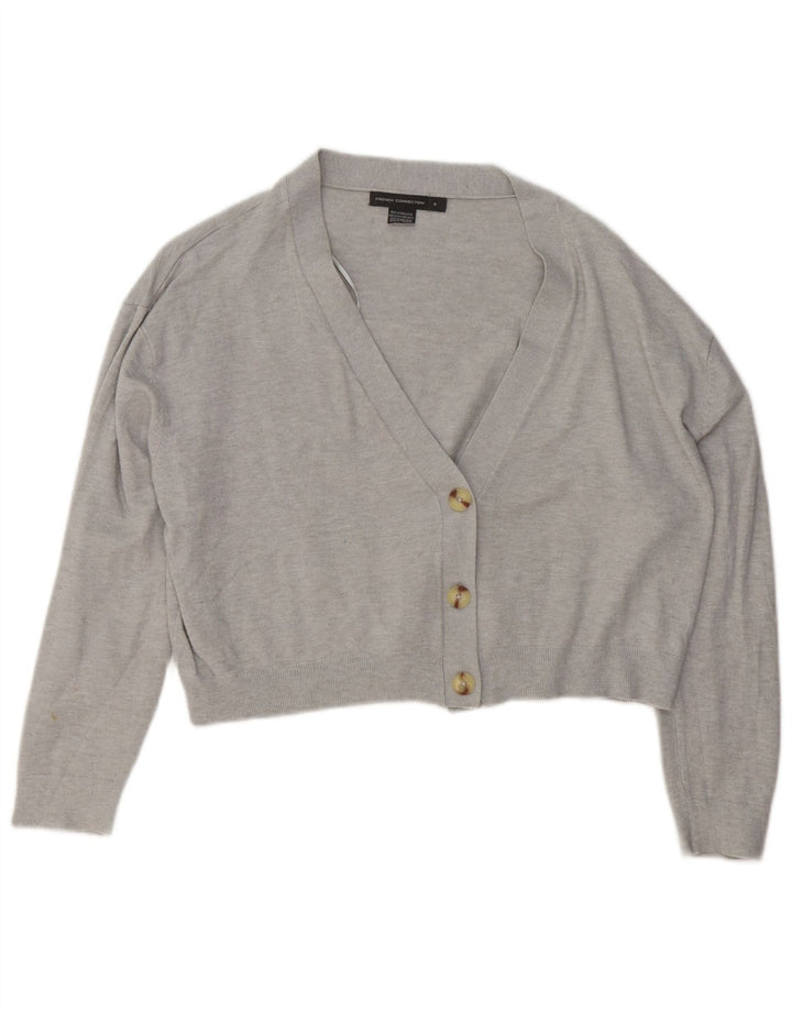 French Connection Womens Crop Oversized Cardigan Sweater UK 10 Small Grey