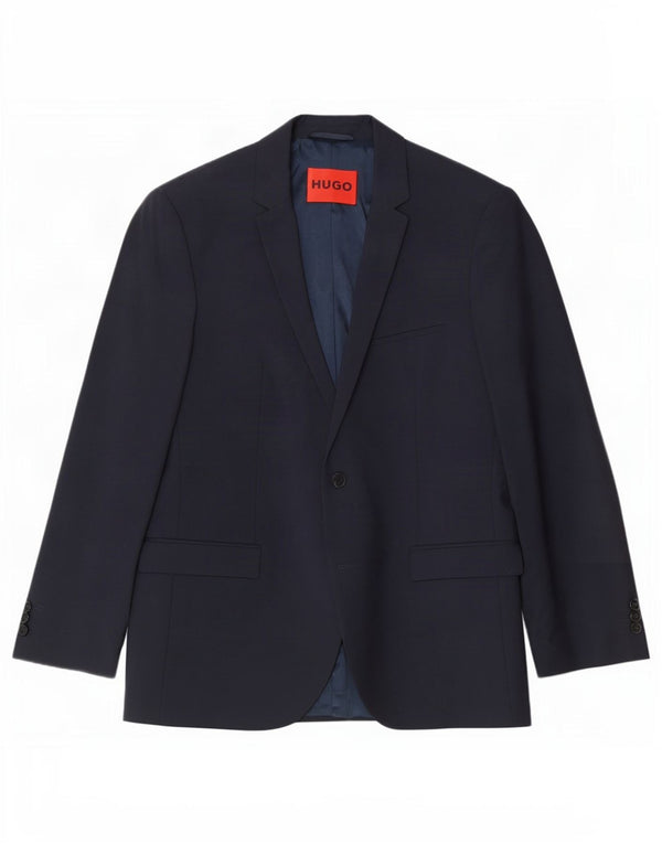 Hugo Boss Mens 2 Button Blazer Jacket UK 54 2XL Navy Blue Virgin Wool