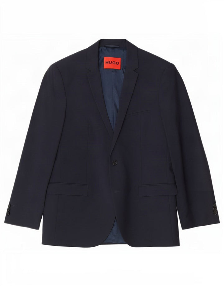 Hugo Boss Mens 2 Button Blazer Jacket UK 54 2XL Navy Blue Virgin Wool