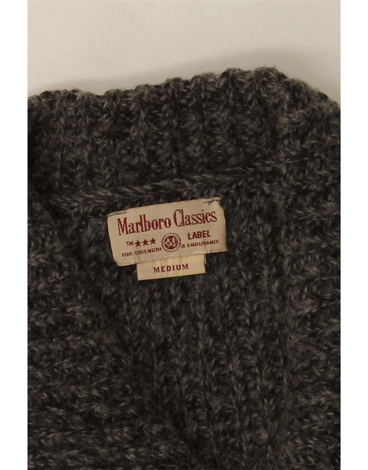 Marlboro Classics Womens Crop Cardigan Sweater UK 14 Medium Grey Flecked