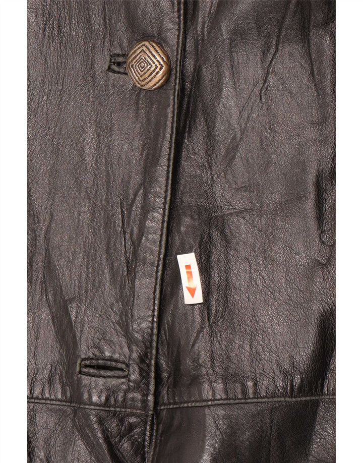 Vintage Womens Oversized Leather Coat IT 46 Large Black