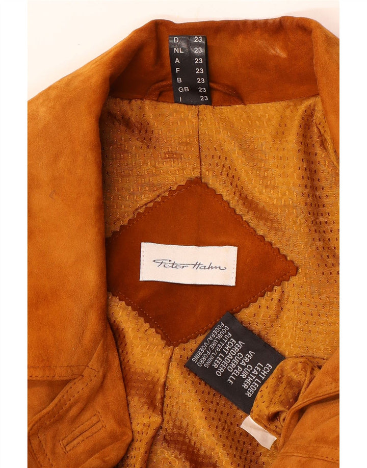 Peter Hahn Womens Suede Jacket US 23 3XL Brown Leather