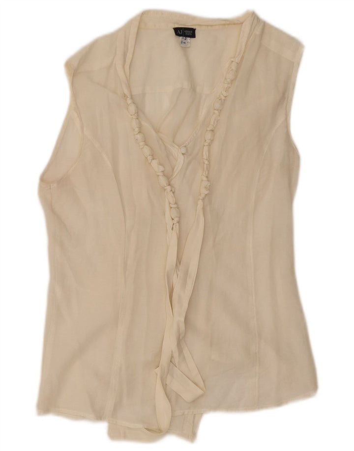 Armani Jeans Womens Sleeveless See Through Top US 8 Medium White