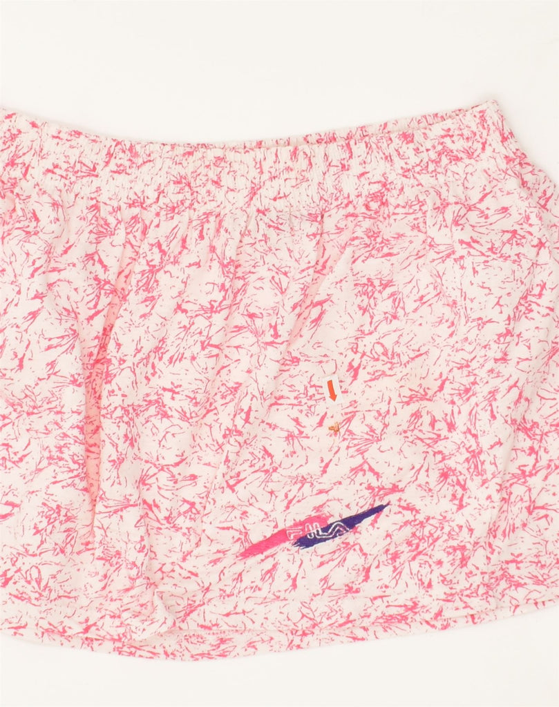 FILA Womens Crazy Pattern Mini Skirt IT 42 Medium W30 Pink Cotton | Vintage Fila | Thrift | Second-Hand Fila | Used Clothing | Messina Hembry 