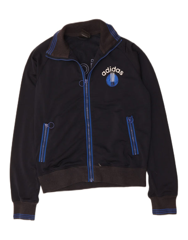 ADIDAS Mens Graphic Tracksuit Top Jacket Medium Navy Blue Polyester