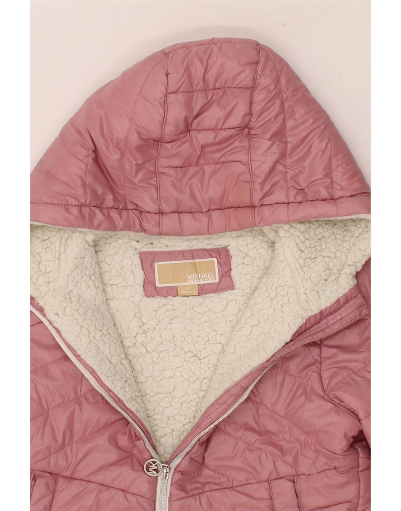 MICHAEL KORS Girls Crop Hooded Padded Jacket 7-8 Years Pink Nylon Vintage Michael Kors and Second-Hand Michael Kors from Messina Hembry 