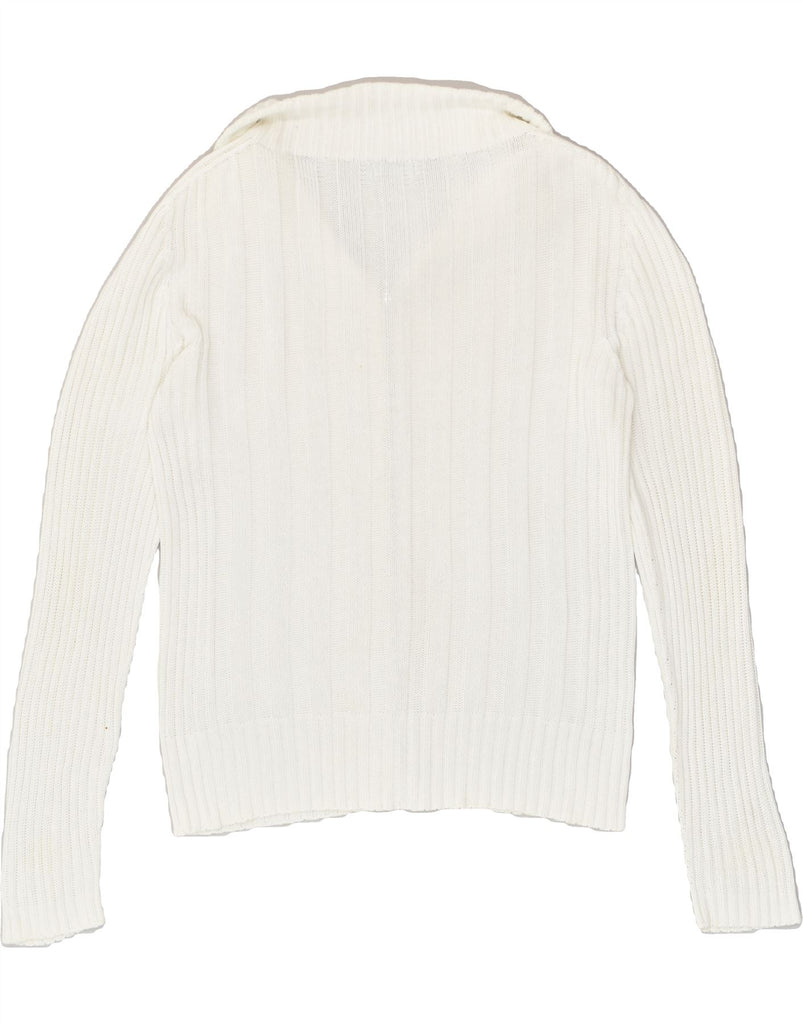 BENETTON Womens Cardigan Sweater UK 16 Large White Cotton | Vintage Benetton | Thrift | Second-Hand Benetton | Used Clothing | Messina Hembry 