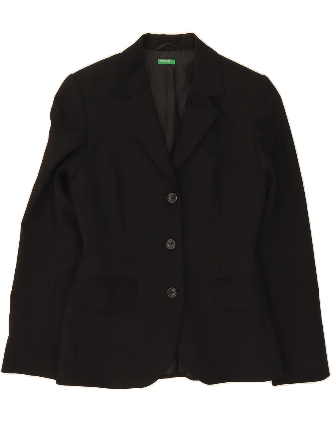 BENETTON Womens 3 Button Blazer Jacket UK 12 Medium Black Vintage Benetton and Second-Hand Benetton from Messina Hembry 