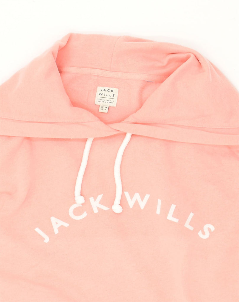 JACK WILLS Womens Graphic Hoodie Jumper UK 14 Large Pink Cotton | Vintage Jack Wills | Thrift | Second-Hand Jack Wills | Used Clothing | Messina Hembry 