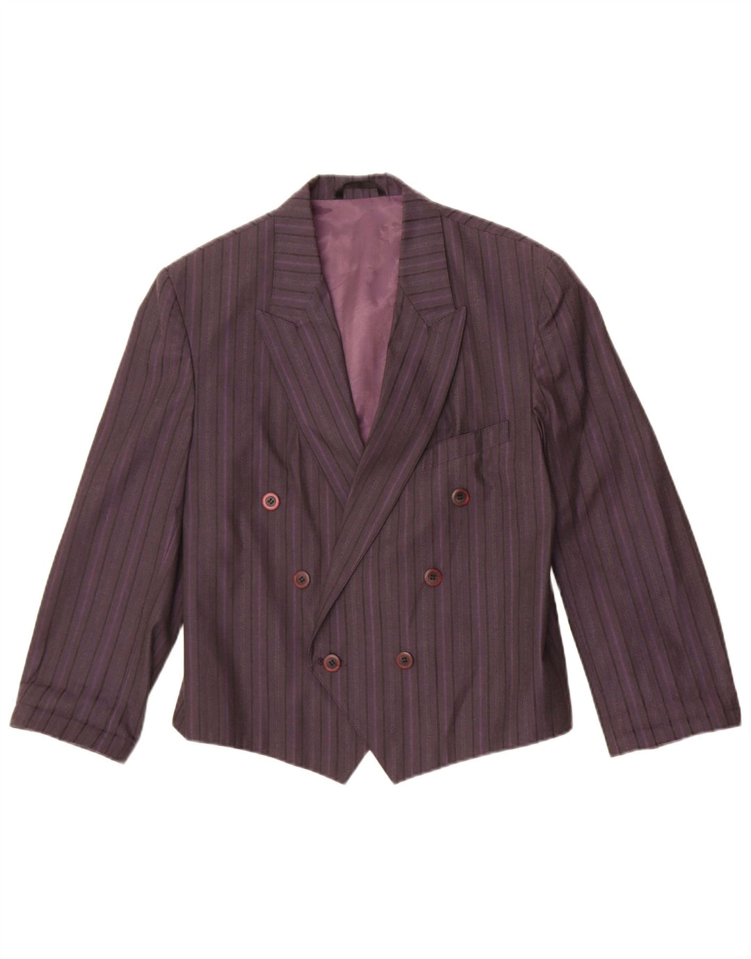 Vintage Womens Double Breasted Blazer Jacket UK 14 Medium Purple Striped