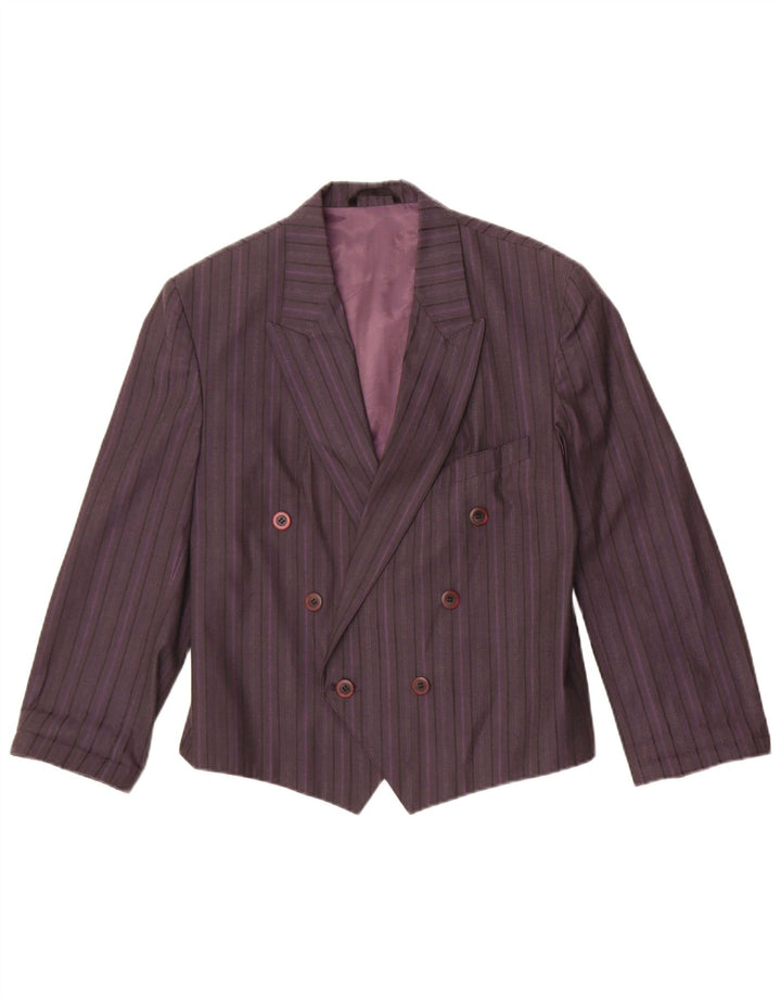 Vintage Womens Double Breasted Blazer Jacket UK 14 Medium Purple Striped
