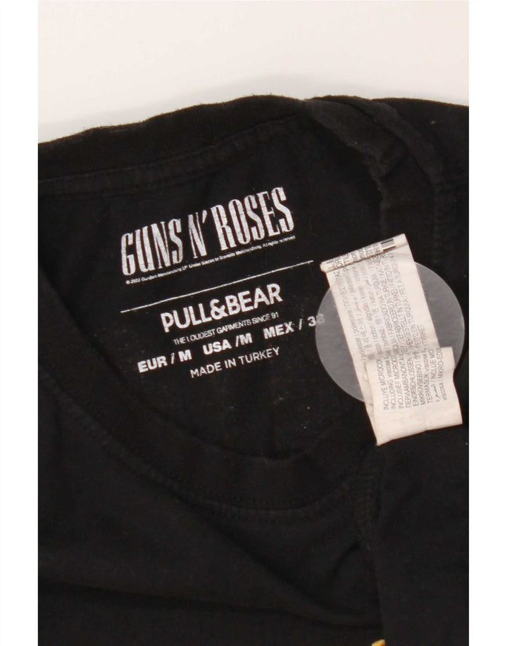 Pull & Bear Mens Graphic T-Shirt Top Medium Black Polyester