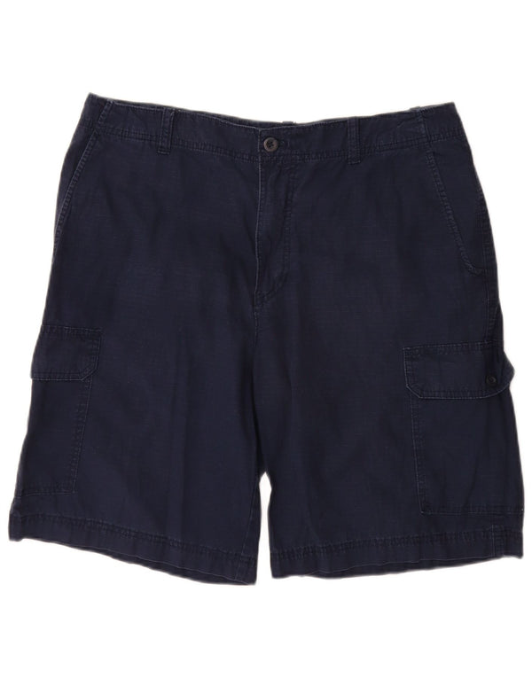 Izod Mens Cargo Shorts W34 Large Navy Blue Cotton