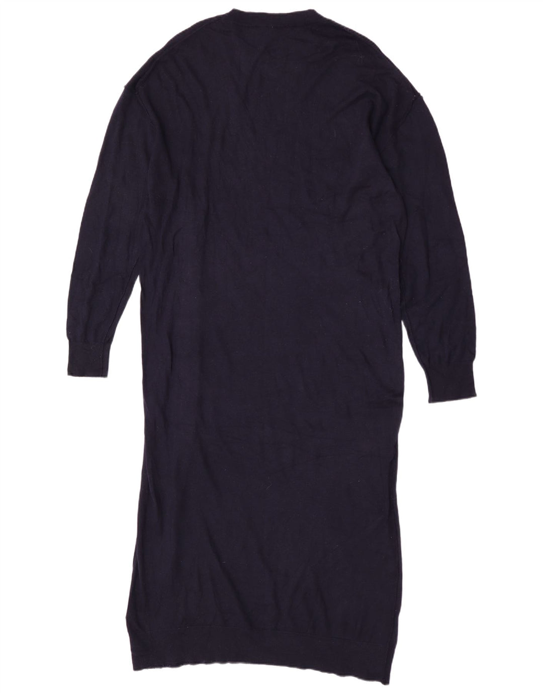 Zara Womens Maxi Long Sleeve Jumper Dress UK 14 Medium Navy Blue Polyester