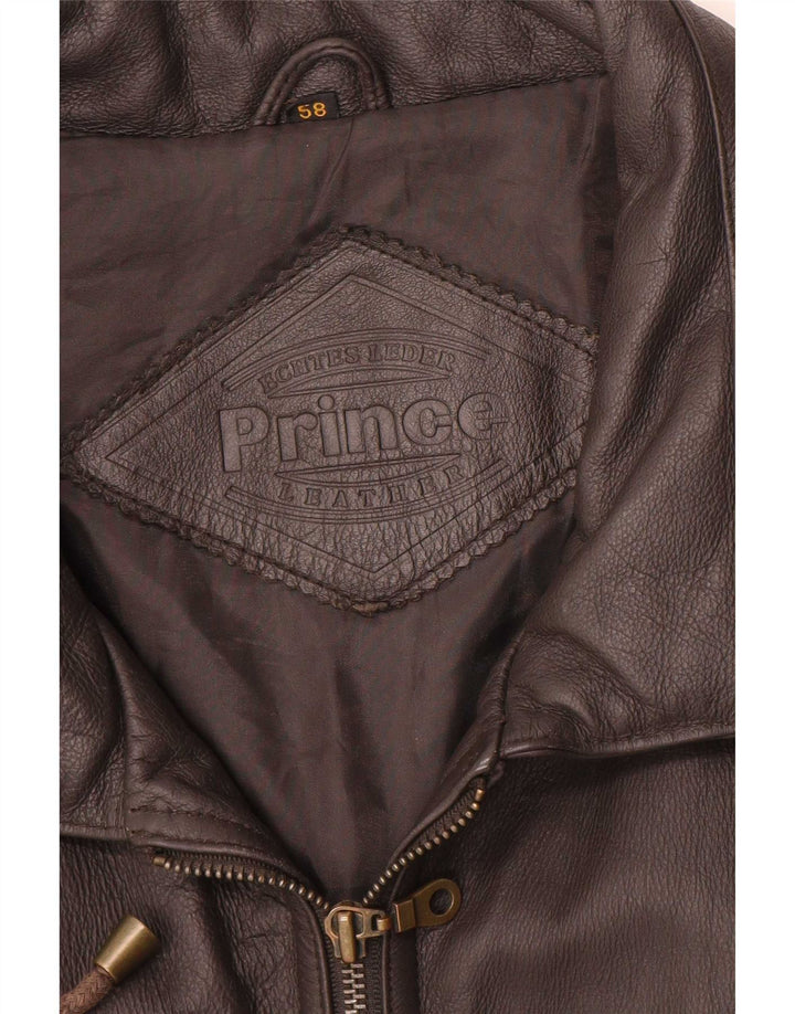 Prince Mens Leather Gilet IT 58 4XL Brown