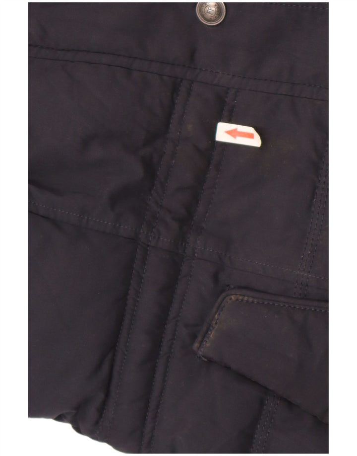 Fat Face Womens Hooded Sherpa Padded Coat UK 8 Small  Navy Blue Polyester