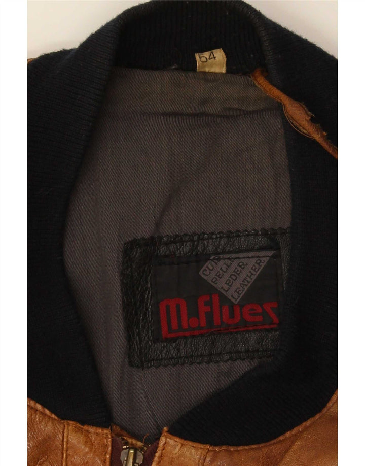 M. Flues Mens Leather Jacket IT 54 2XL Brown