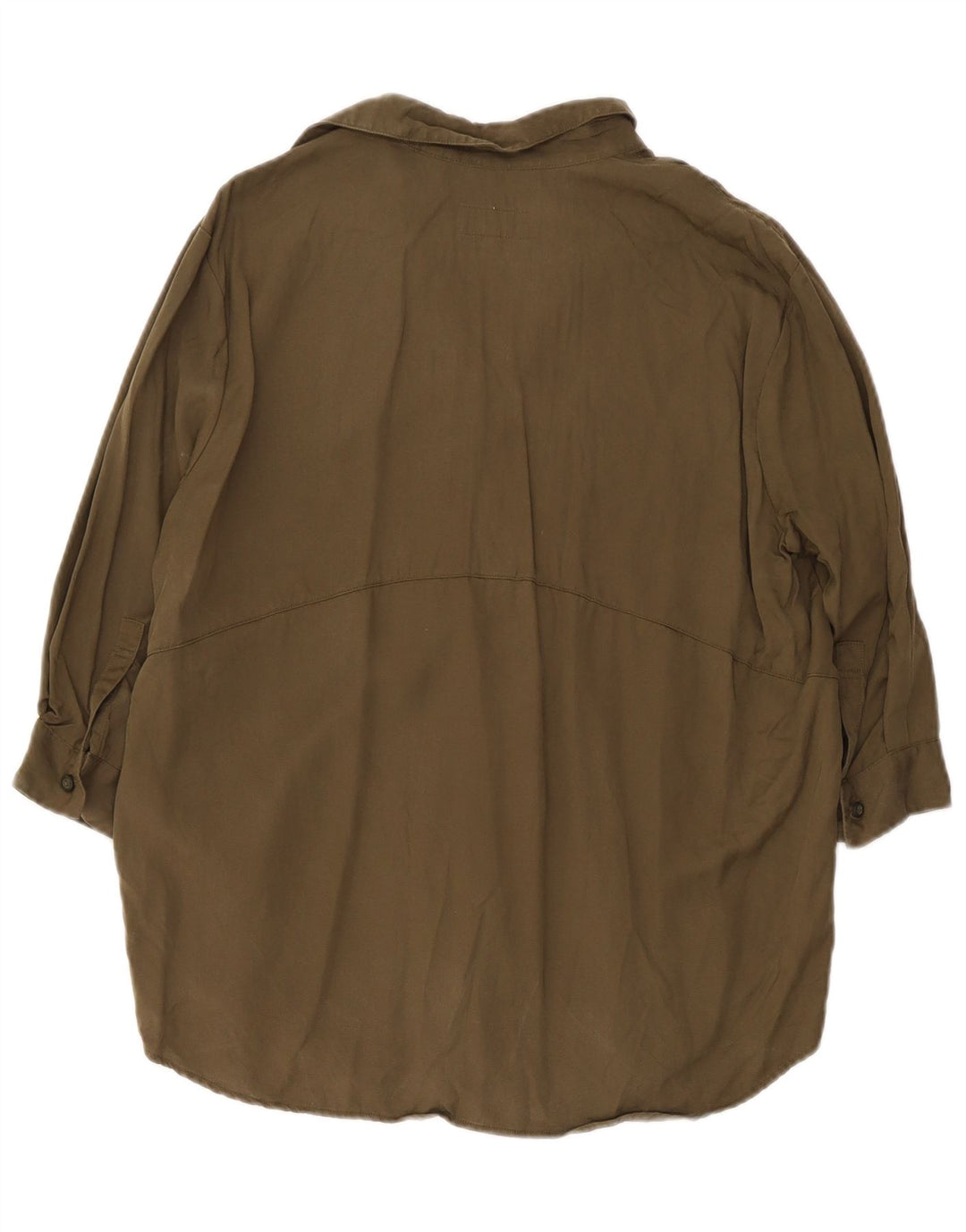 Jack Wills Womens 3/4 Sleeve Oversized Pullover Shirt UK 6 XS Khaki Lyocell