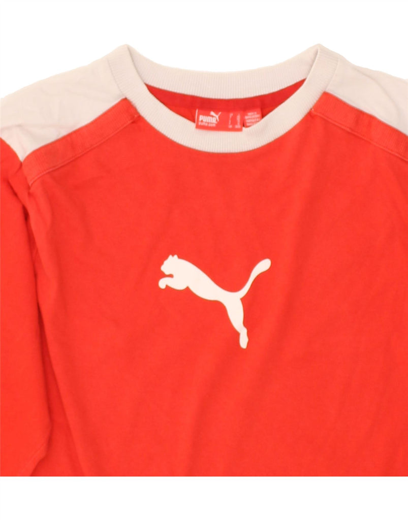 PUMA Boys Graphic Top Long Sleeve 11-12 Years Red Colourblock Cotton | Vintage Puma | Thrift | Second-Hand Puma | Used Clothing | Messina Hembry 