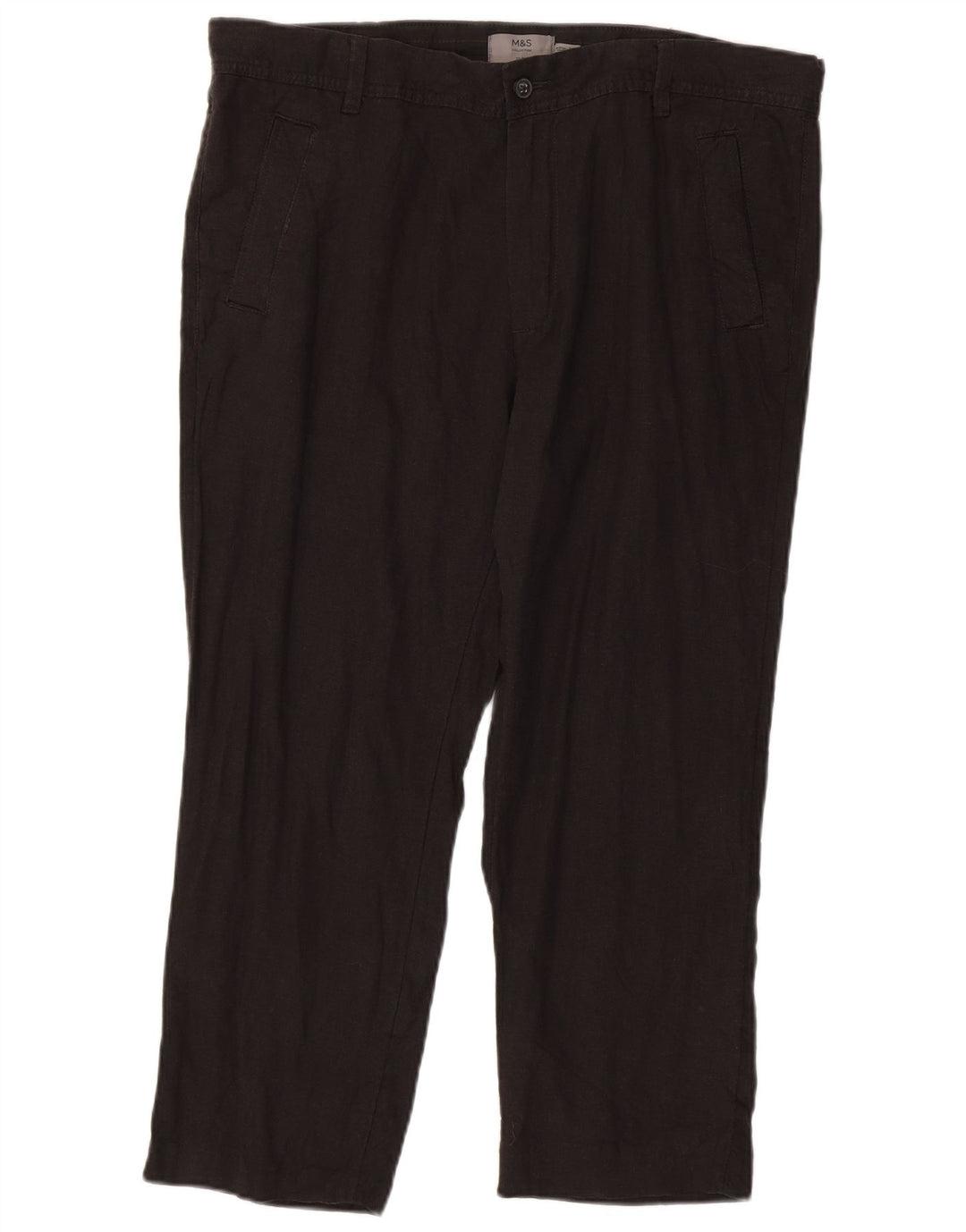 MARKS & SPENCER Mens Slim Chino Trousers W36 L25 Grey Linen