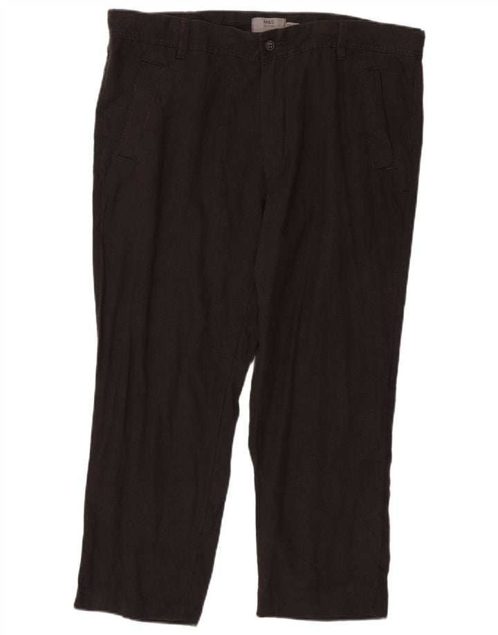 MARKS & SPENCER Mens Slim Chino Trousers W36 L25 Grey Linen