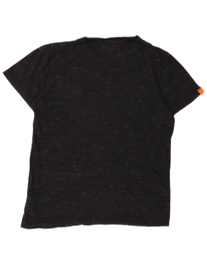 SUPERDRY Mens T-Shirt Top Medium Black Flecked Cotton